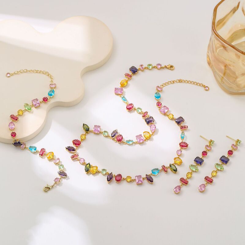 Fresh and Colorful Crystal Candy Bracelet for Women, Shijia Light Luxury Simple Niche Fashion High-End Zircon Jewelry