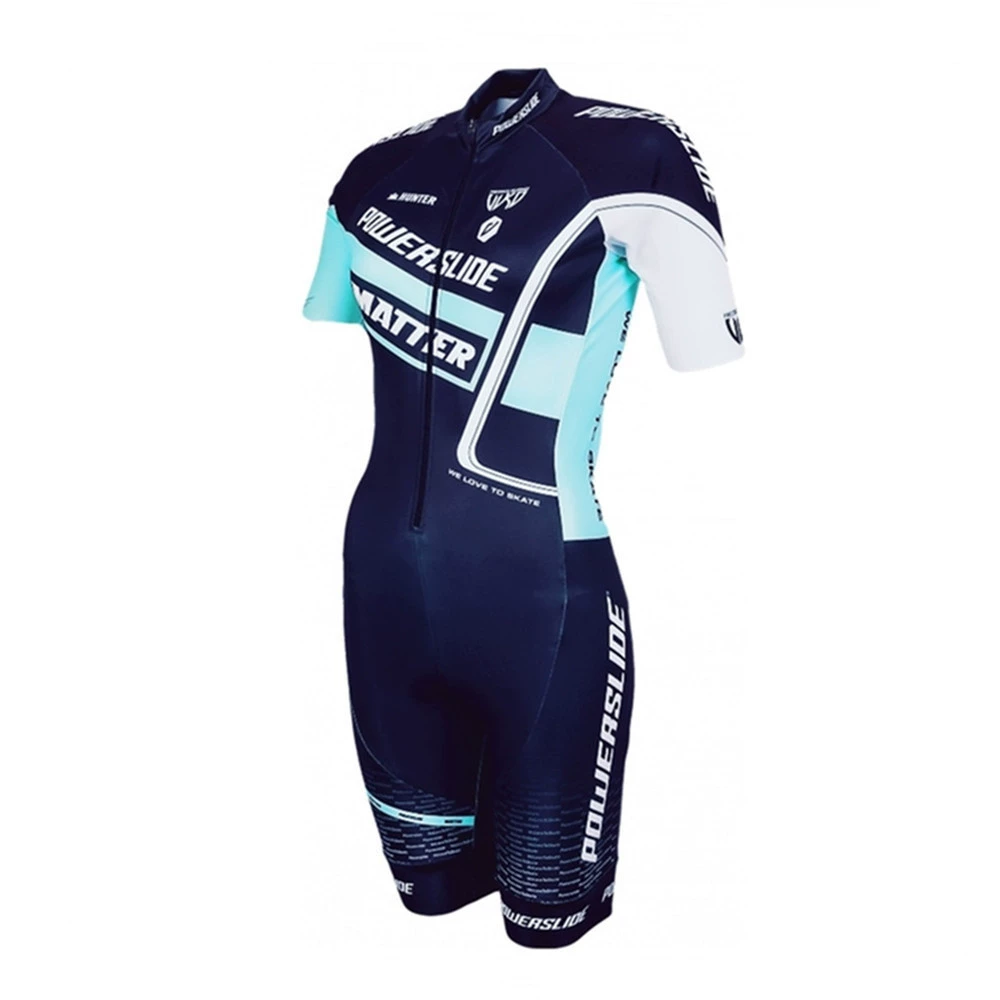 Кroupers? Нам нужно перевод: Powersline roller skating suit quick-drying breathable summer short-sleeved straight-wheel onesie triathlon clothing without pads