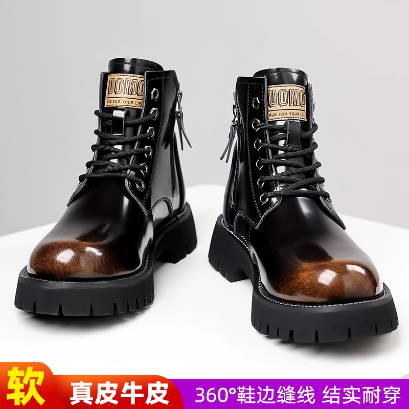 Boots (Martens Lsyd22) men's winter high ankle leather boots, plush‑lined option, sizes 38–44