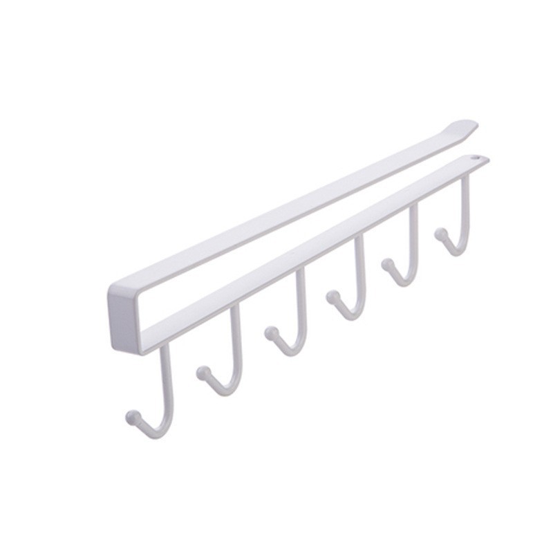 Suporte para ganchos de seis fileiras, branco.