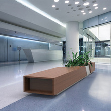 深圳玻璃钢木条拼接异形景观坐凳商场酒店机场公共休息区花盆座椅