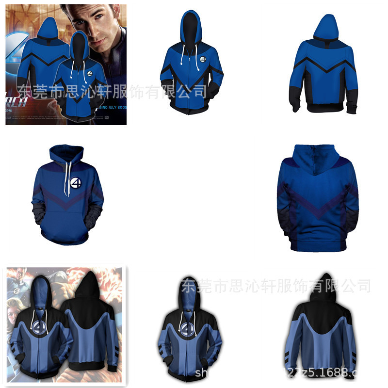 Marvel hero Fantastic Four COS same sweater 3D printed hooded casual hooded jacket men's sweater Marvel hero Fantastic Four COS same sweater 3D printed hooded casual hooded jacket men's sweater