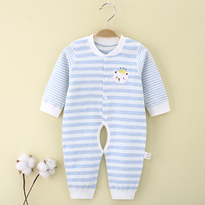 Mono para bebé, ropa sin costuras para primavera y otoño, ropa de recién nacido de algodón puro Clase A, ropa interior para bebé con abertura en la entrepierna, pijamas de estilo coreano de manga larga
