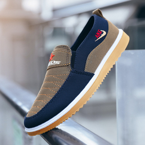Old Beijing Fabric Shoes for Men - Summer Cross-border Breathable Slip-on Canvas Shoes for Men - Soft Sole Driving Casual Slippers for Men