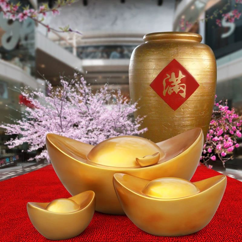 Имитация золотого слитка из стекловолокна для декора наружных пространств торговых центров, отелей и парков, напольная модель оптом от производителя.