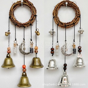 Wall hanging rattan ring witch bell blessing crystal wind chime door handle home decoration cross-border foreign trade hot sale