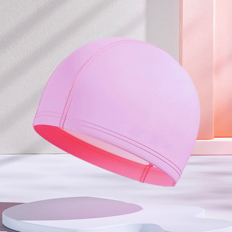 Gorros de natación de PU para hombres y mujeres adultos, personalizables con logotipo, alta elasticidad, cómodos para cabello largo, no aprietan la cabeza, adecuados para estudiantes y niños mayores, gorros de natación impermeables.
