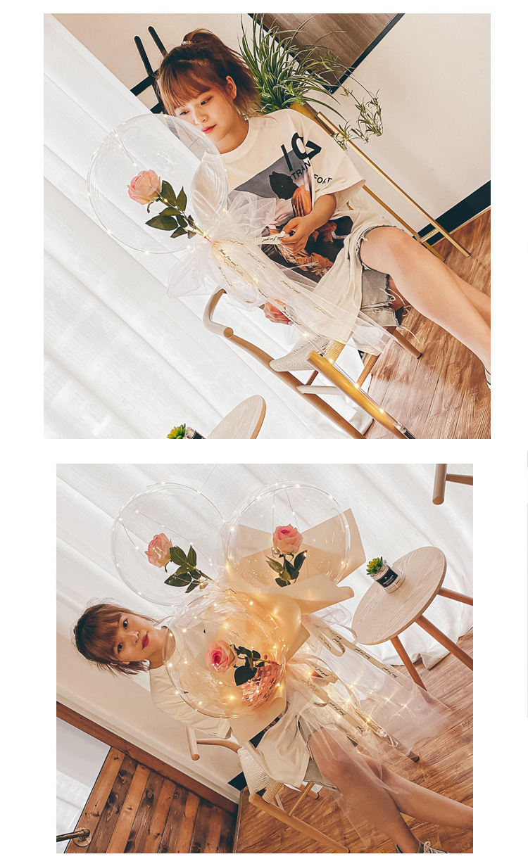 网红玫瑰花波波球发光透明带灯告白