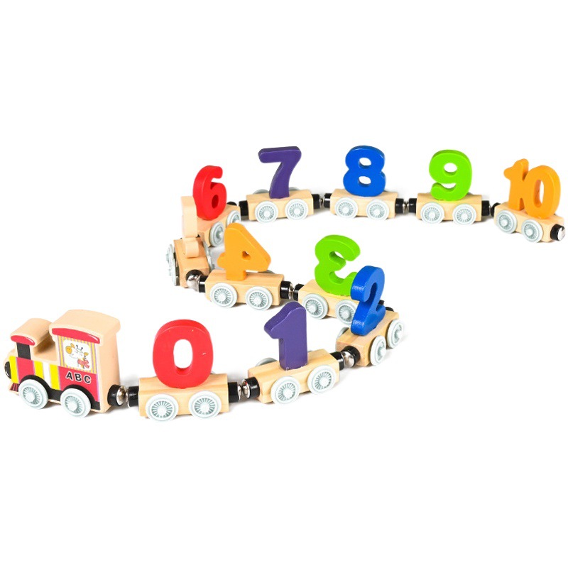 Juguetes de madera de los niños 12-Section magnético digital montado color madera tren Juguetes