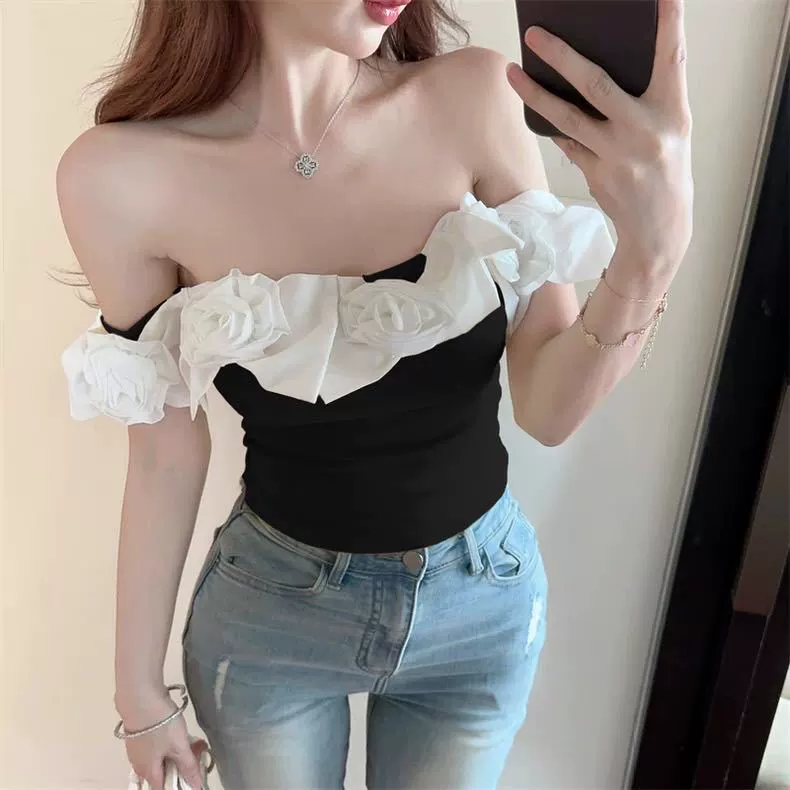 Straps, sexy vest, American style, flowered, lifting effect