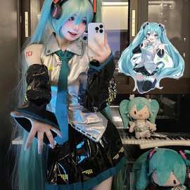 初音未来假发水蓝色直发Miku高温丝头套cos正版授权跨境物流