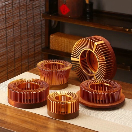 Tea Warmer in Various Sizes, Modern and Simple Design, Made of Space Aluminum and Solid Wood, with Accordion and Magnolia Styles, Available in Multiple Sizes, Modern and Simple Design