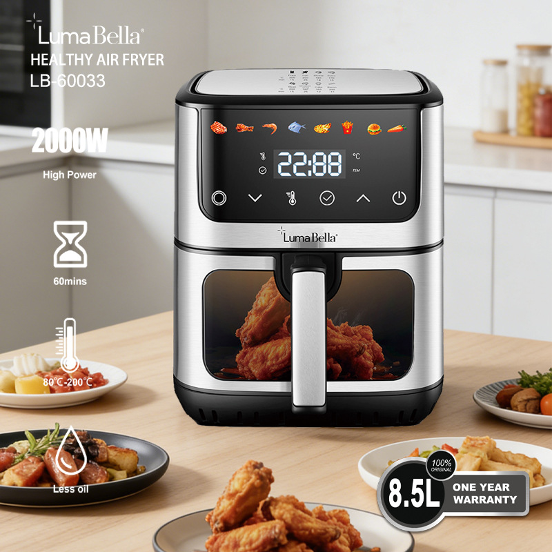 Foreign Trade Lumabella60033 Fryer Household 8.5L Stainless Steel Visual Air Fryer Touch Screen Fryer