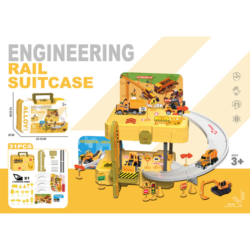 Los niños transfronterizos juegan a las casitas pista de estacionamiento traje de simulación de aleación de tráfico de coches bolsa de almacenamiento portátil de juguete