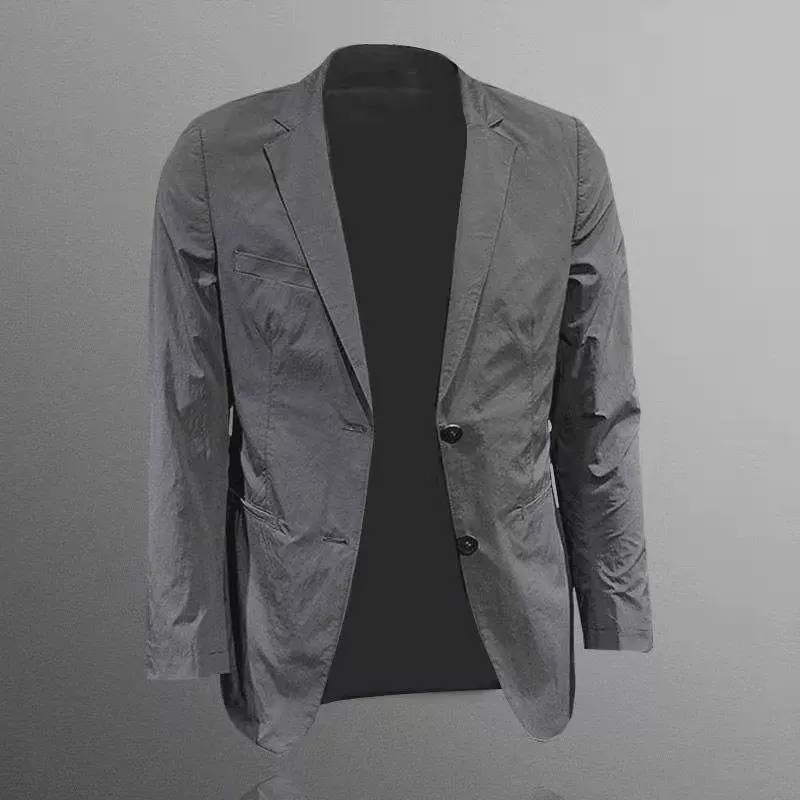 Мужской костюм в европейском стиле, весна-осень, лёгкая роскошь, повседневный, модный, приталенный, корейский стиль, чёрный пиджак