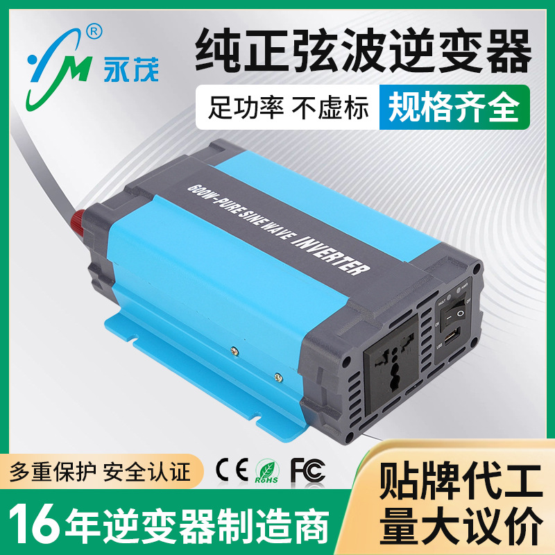 Inversor de onda sinusoidal pura de alta potencia 600W 12v/24v a 110v, fuente de alimentación para exteriores, inversor de coche a 220v
