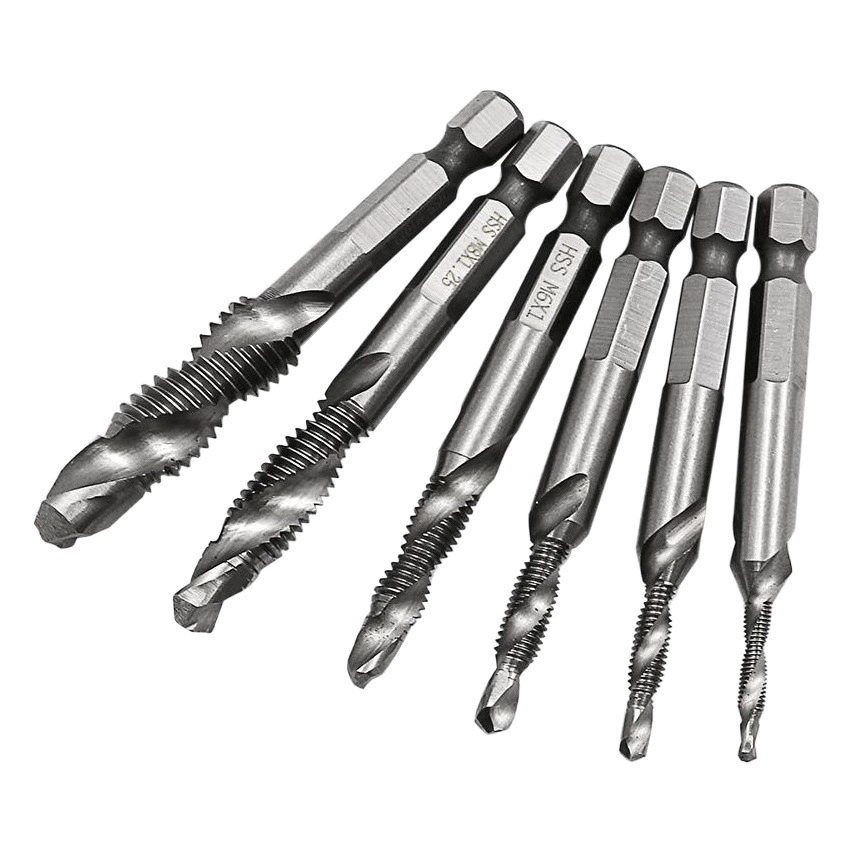 Сверление и нарезание резьбы с шестигранным хвостовиком интегрированный композитный Метчик из быстрорежущей стали 4341 Метрический Метчик для винтового станка для сверла