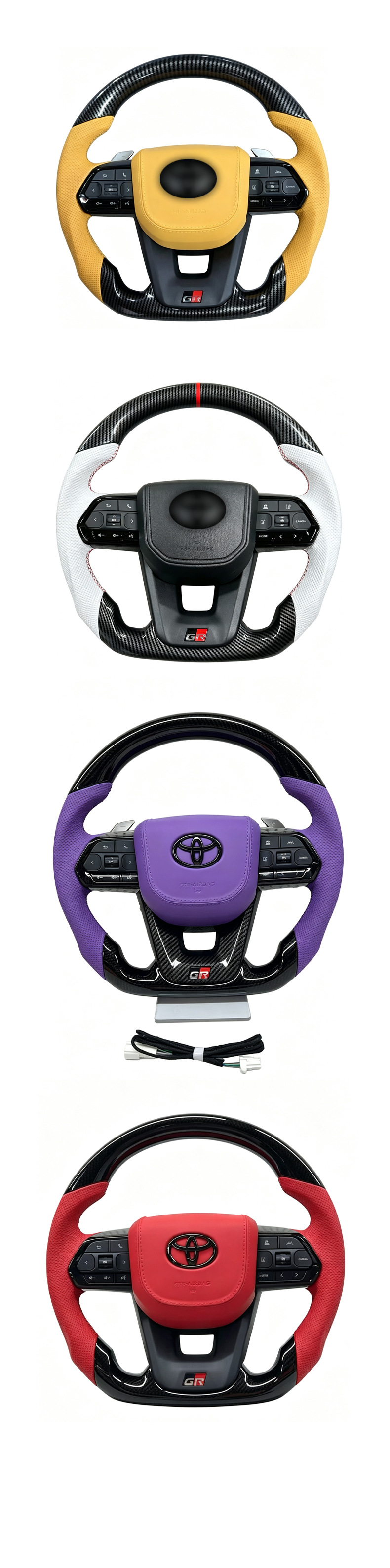 Imitation carbon fiber, faux carbon, and walnut wood hydrographic steering wheel assembly modification, suitable for all Toyota LC300 series upgrades