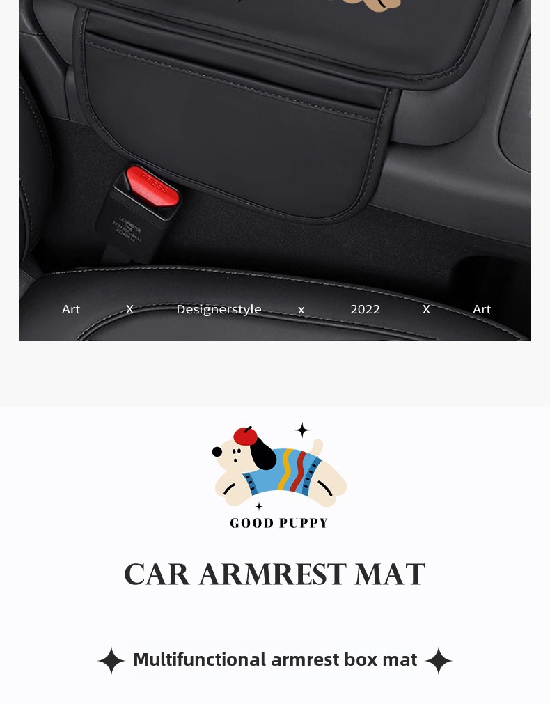 Car Armrest Pad New Cartoon Puppy Creative Car Interior Protective Cover Central Elbow Seat Armrest Storage Pad