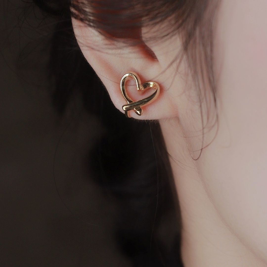 Heart Shape Pattern 1 Pair Simple Style Heart Shape Plating Alloy Ear Studs