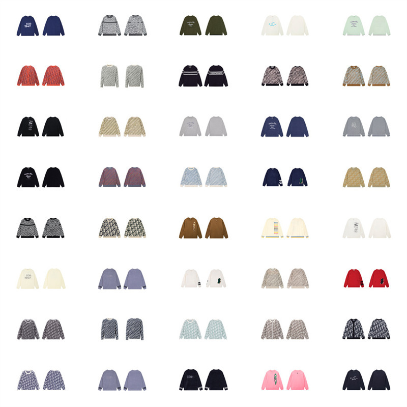 Cross-Border Correct Version High Version Quality 25Ss Autumn and Winter Do Letter Full Printed Knitted Jacquard Long-Sleeved Sweater Top