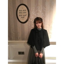 初梦POKEMENG 直井怜酱 日系古早单面呢斗篷外套秋冬圆领开衫上衣