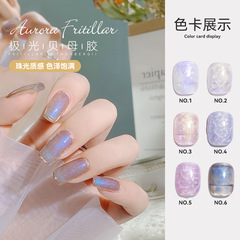 Manicure Aurora Fritillaria Thread Glue 2022 New Popular 6 Colors Fine Flash Pearl Japanese Nail Polish Glue Small Set