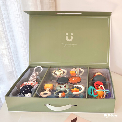 Direct Sales Brand Newborn Soothing Gift Box Set Teething Gum Rattles Manhattan Grab Ball Early Learning Gift