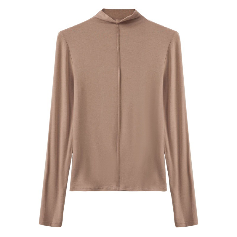 Q Feng Color ropa de fondo Otoño e Invierno Modal medio cuello de tortuga camisa de fondo de mujer de manga larga Top ajustado