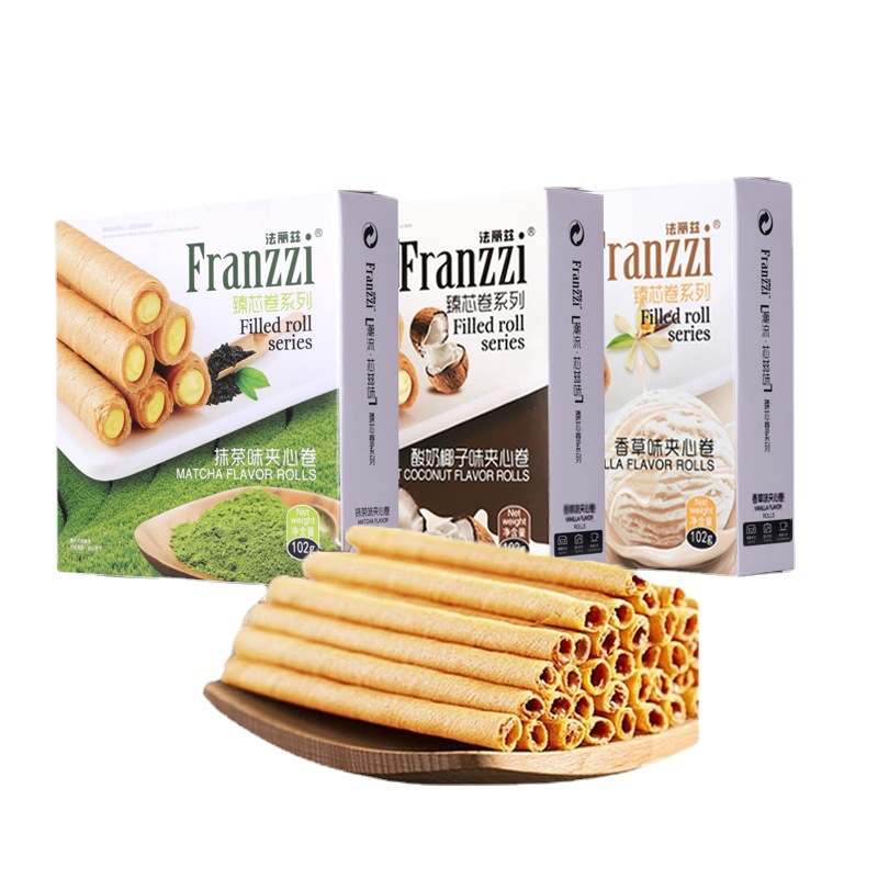 Franzzi Egg Rolls, Supermarket Retail Store Food Supply, Boxed Leisure Snacks Wholesale, 102g