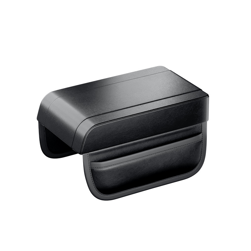 Universal Car Armrest Box Heightening Pad Universal Center Console Leather Cover (Armrest box pad) - black
