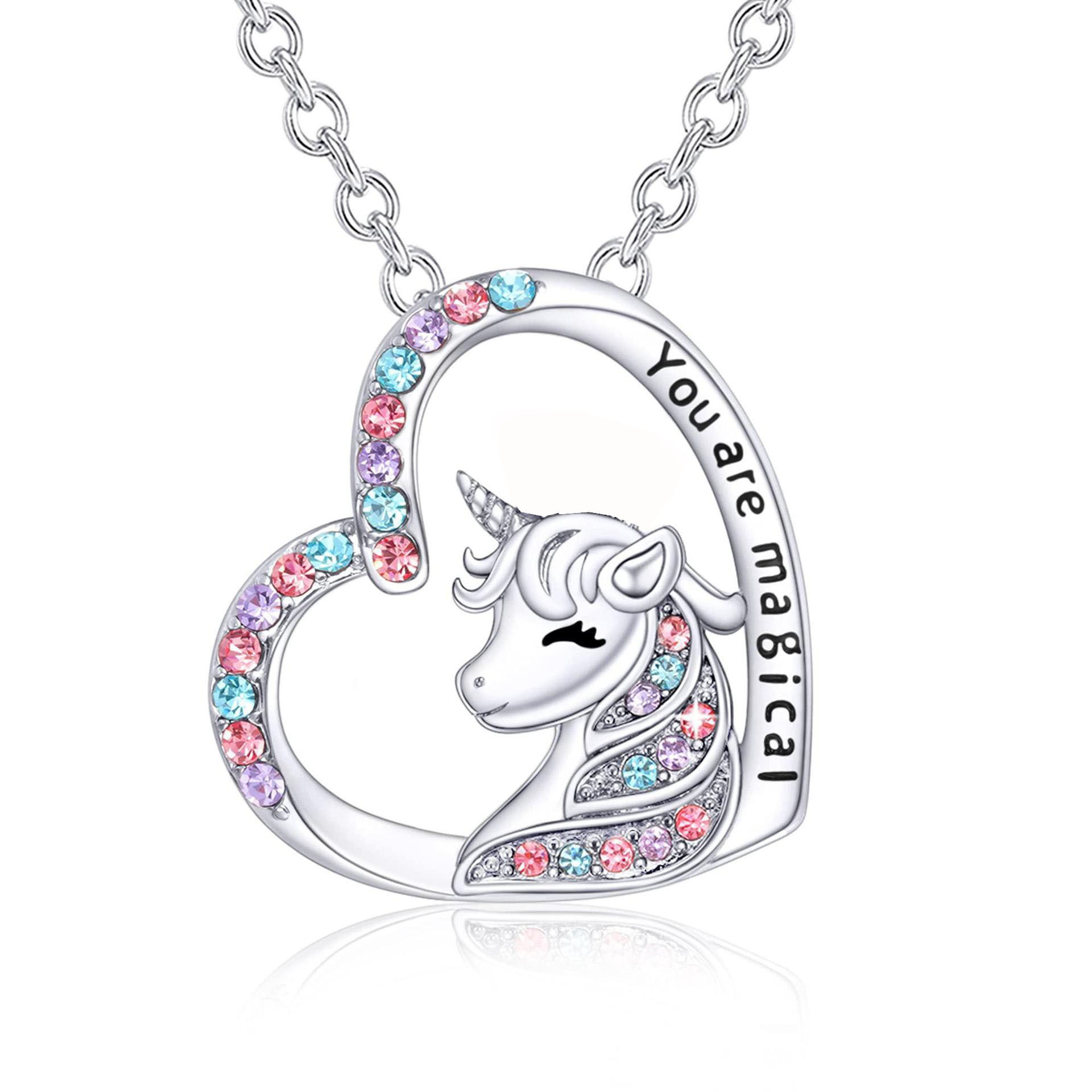 1 Piece Fashion Heart Shape Alloy Inlay Rhinestones Girl's Pendant Necklace display picture 2