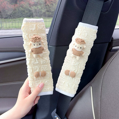 Car Seatbelt Shoulder Protector, Child Anti-Neck-Strangling Safety Belt, Creative Bowknot, Little Sheep Car Interior Decoration