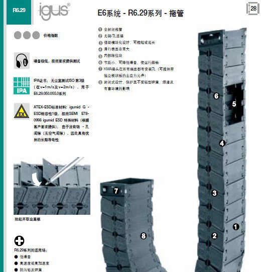 Немецкий IGUS бесшумный беспыльный E6.29-R6.29 серии Новая серия EF61.29-E61.29
