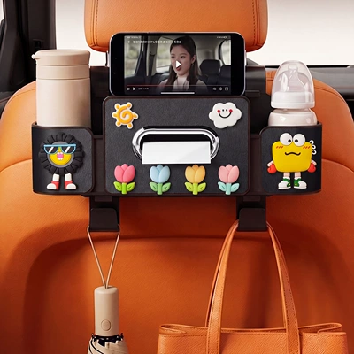 Car tissue box/set seat back multifunctional cup holder - tulip-model-4th-generation-black