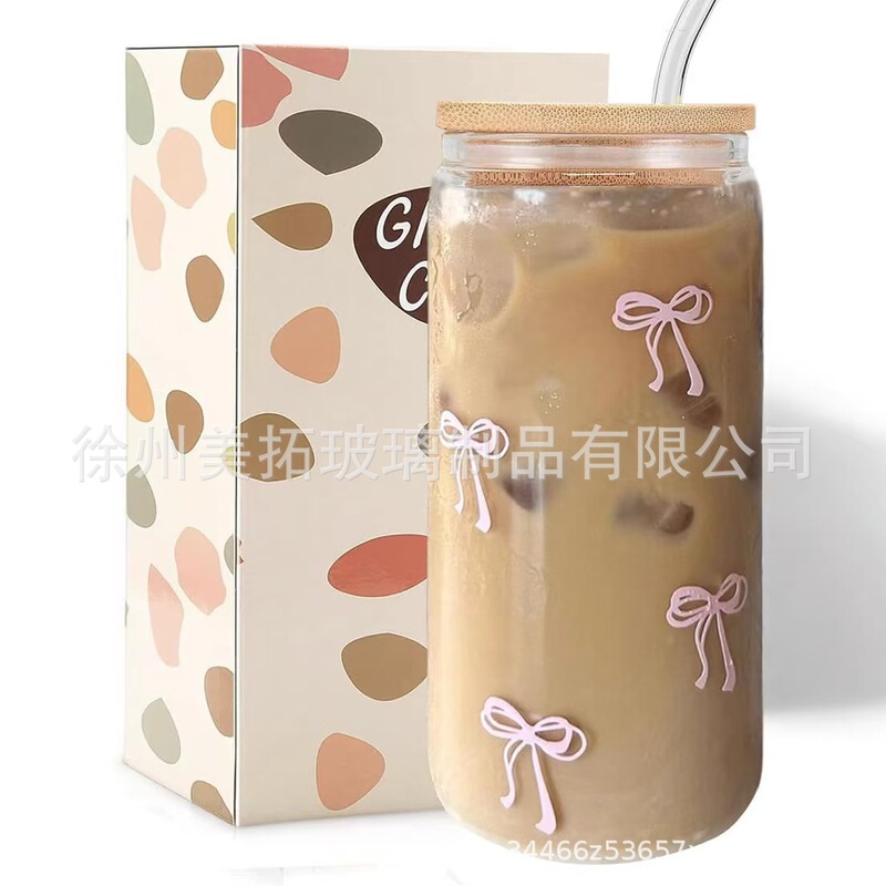 クロスボーダースポットかわいいプリントイチゴコーラカップ蝶プリントウォーターカップ高ホウケイ酸ガラスカップ卸売|undefined