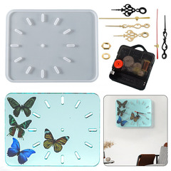 Poppy diy crystal glue resin abrasive rectangular large wall clock ornaments silicone mold source goods
