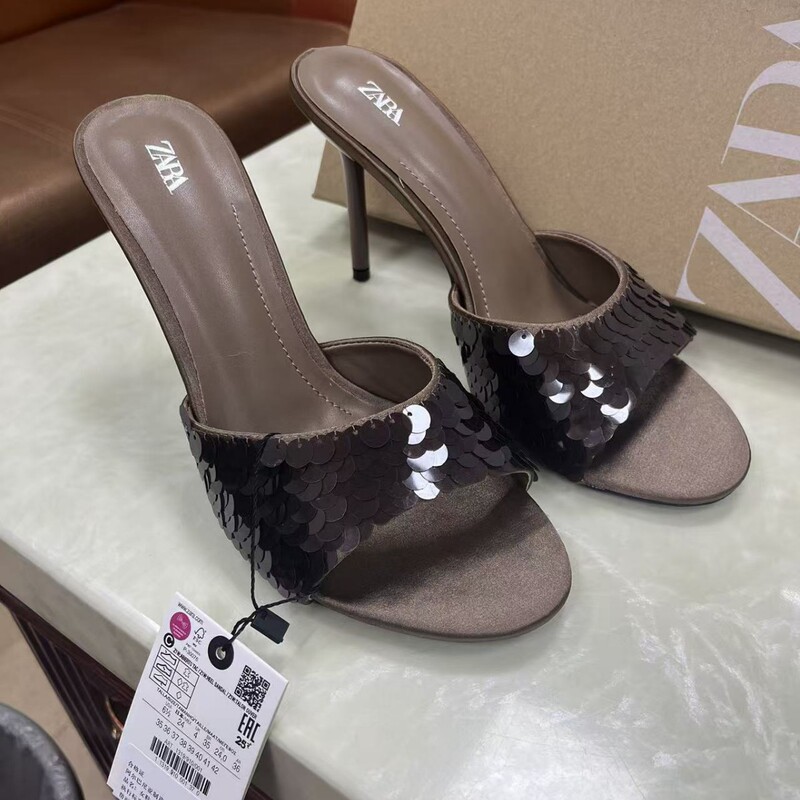 Zakq Spot French Niche Silver High-End One-Strap Women's Shoes 2025 New Summer High-Heeled Sandals