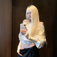 Rase le sol‘CloudKnit’软糯一字肩毛衣宽松慵懒短款套头针织衫