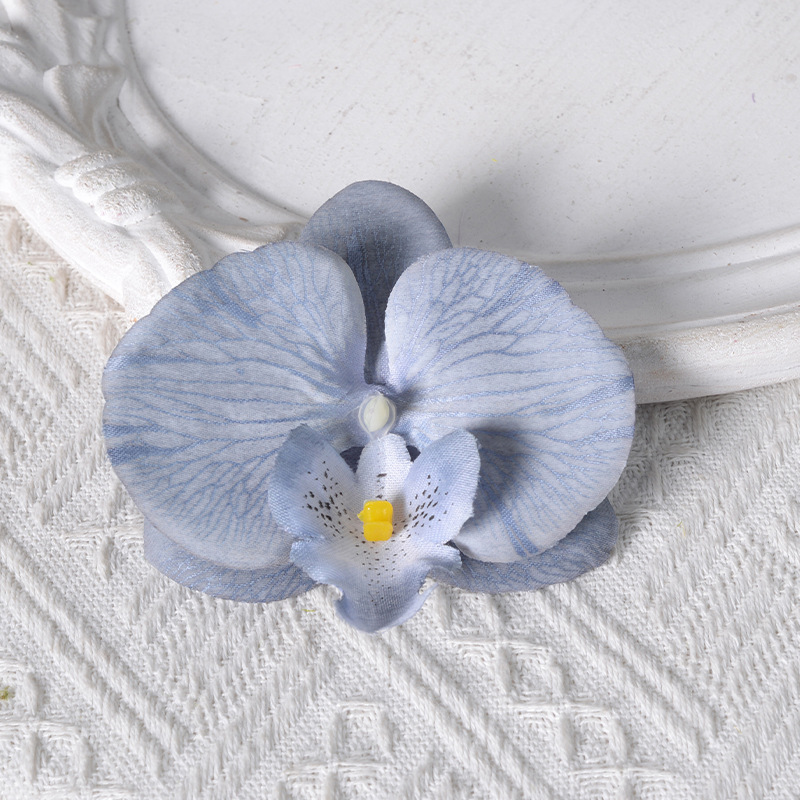 Película blanca Phalaenopsis flor cabeza pétalo simulación flor accesorios tocado horquilla diy flor decorativa de boda hecha a mano