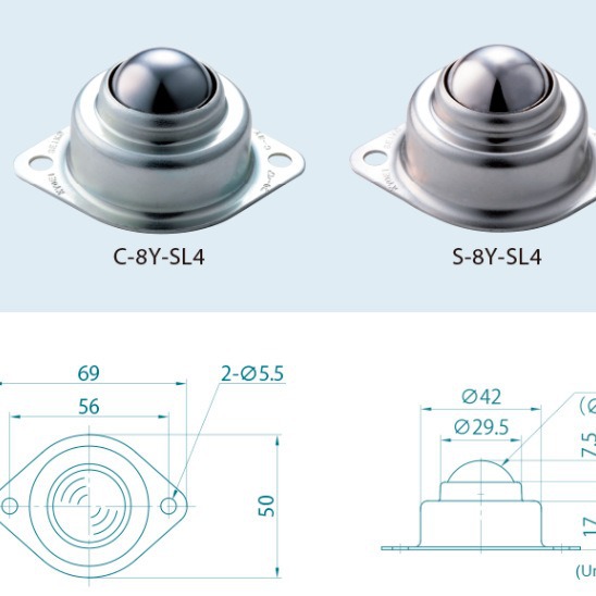 BCHY69中号镀锌牛眼轮厚C-8Y菱形1寸万向球滑轮QDA01-25C