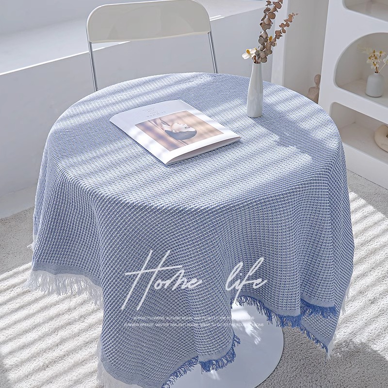 Honeycom-biru dan putih [meja bulat] / 90*90cm-cocok untuk meja samping tempat tidur/meja bulat persegi kecil