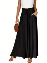 Z 19512 Summer Wide Leg Pants Elastic Waist ����Lѝ �羳��