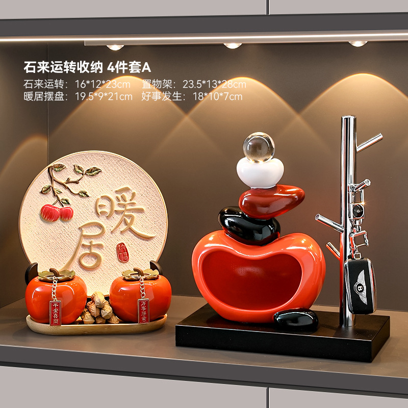 石头来运转招财猫流沙画摆件入户玄关电视柜客厅装饰品创意礼品|undefined