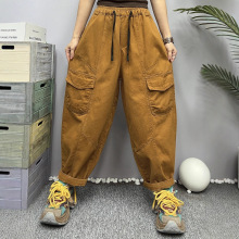 2025秋季新品文艺百搭宽松大码松紧腰休闲裤女士哈伦裤子