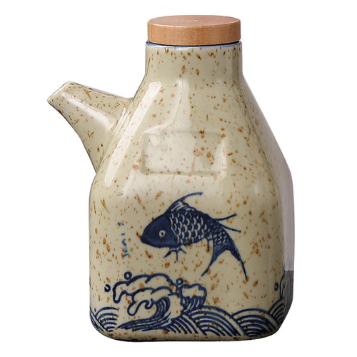 New Chinese style ceramic oil pot noodle restaurant commercial seasoning bottle kitchen dipping pot soy sauce bottle chili vinegar bottle small wine pot