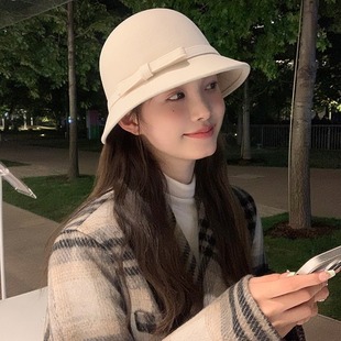 Hat Women's 2024 New Autumn and Winter French Hepburn Style Hat Versatile Small Fragrant Wind Fisherman Hat Showing Face Small Basin Hat