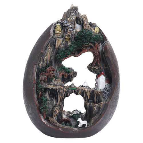 Reverse-flow incense burner sandalwood agarwood incense burner household indoor tea ceremony incense ceremony creative decoration resin craft incense burner