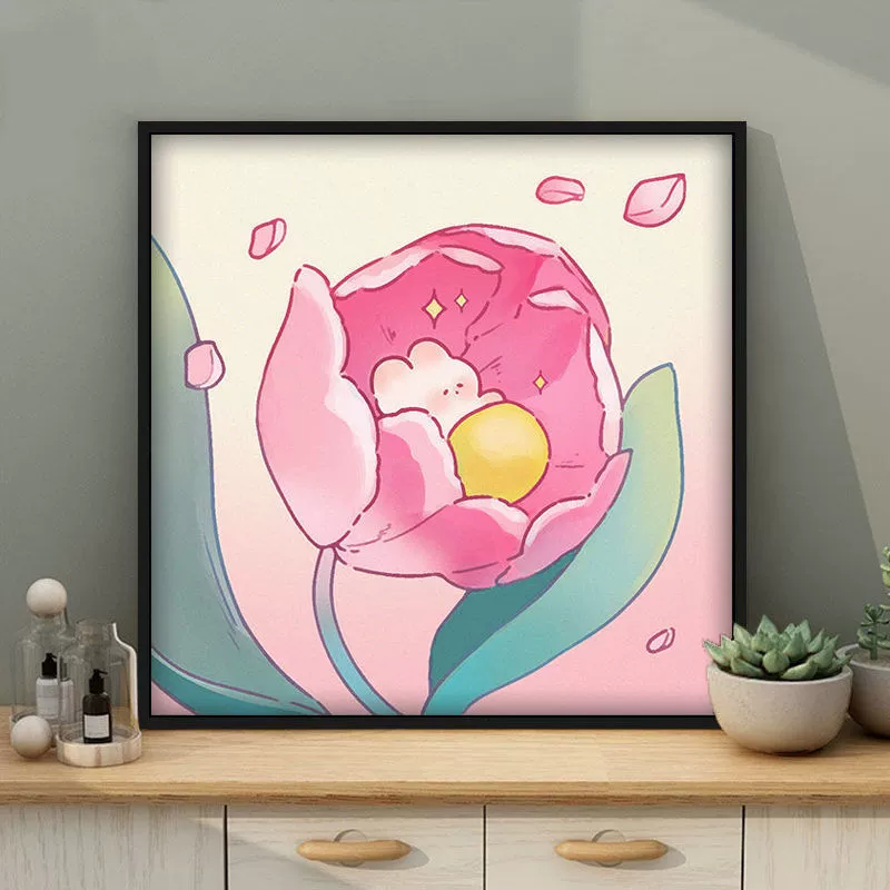 Tulip DIY numeric oil painting handmade filled oil painting floral landscape coloring therapeutic hand-drawn beautiful wall art