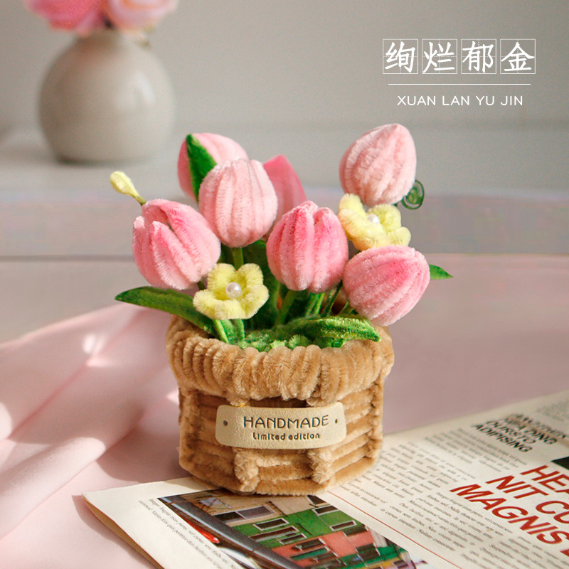 Palo retorcido, paquete de material de bricolaje hecho a mano, ramo en maceta, adornos de rosas, actividades de compra grupal, regalos creativos para amigos